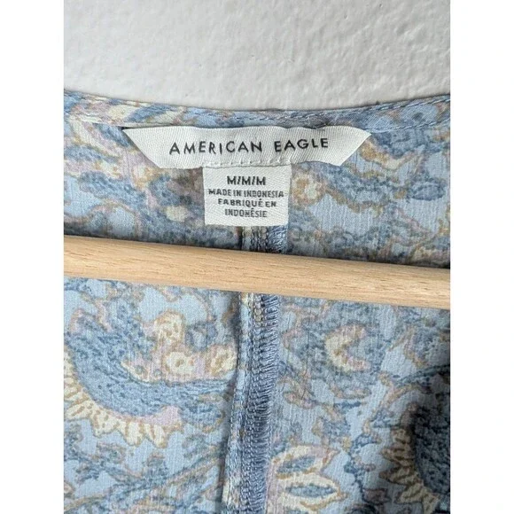 American Eagle Paisley Ruffle‎ Sheer Top - Size Medium - Picture 3 of 7